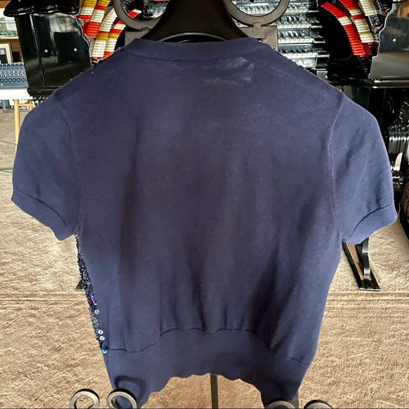 Isaac Mizrahi LIVE! Small diamond pattern sparkle sequin button sweater topper. - Picture 2 of 5